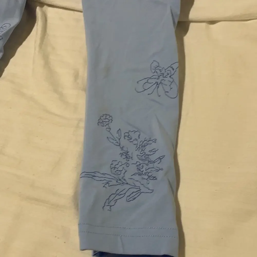 Ralph Lauren 5 light blue cotton spandex floral ankle embroidered legging euc